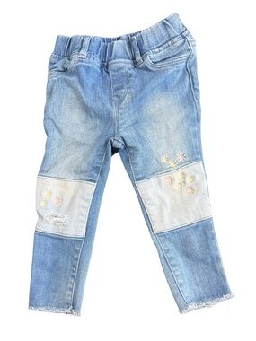 GAP Light Blue Denim Jegging Ankle Jeans with Floral Accents 2Y Girls
